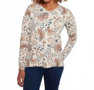 NEW CHARLIE B printed plush knit v-neck sweater in snowflake